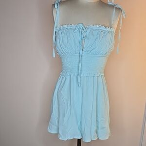 Forever 21 Sky Blue Smocked Romper